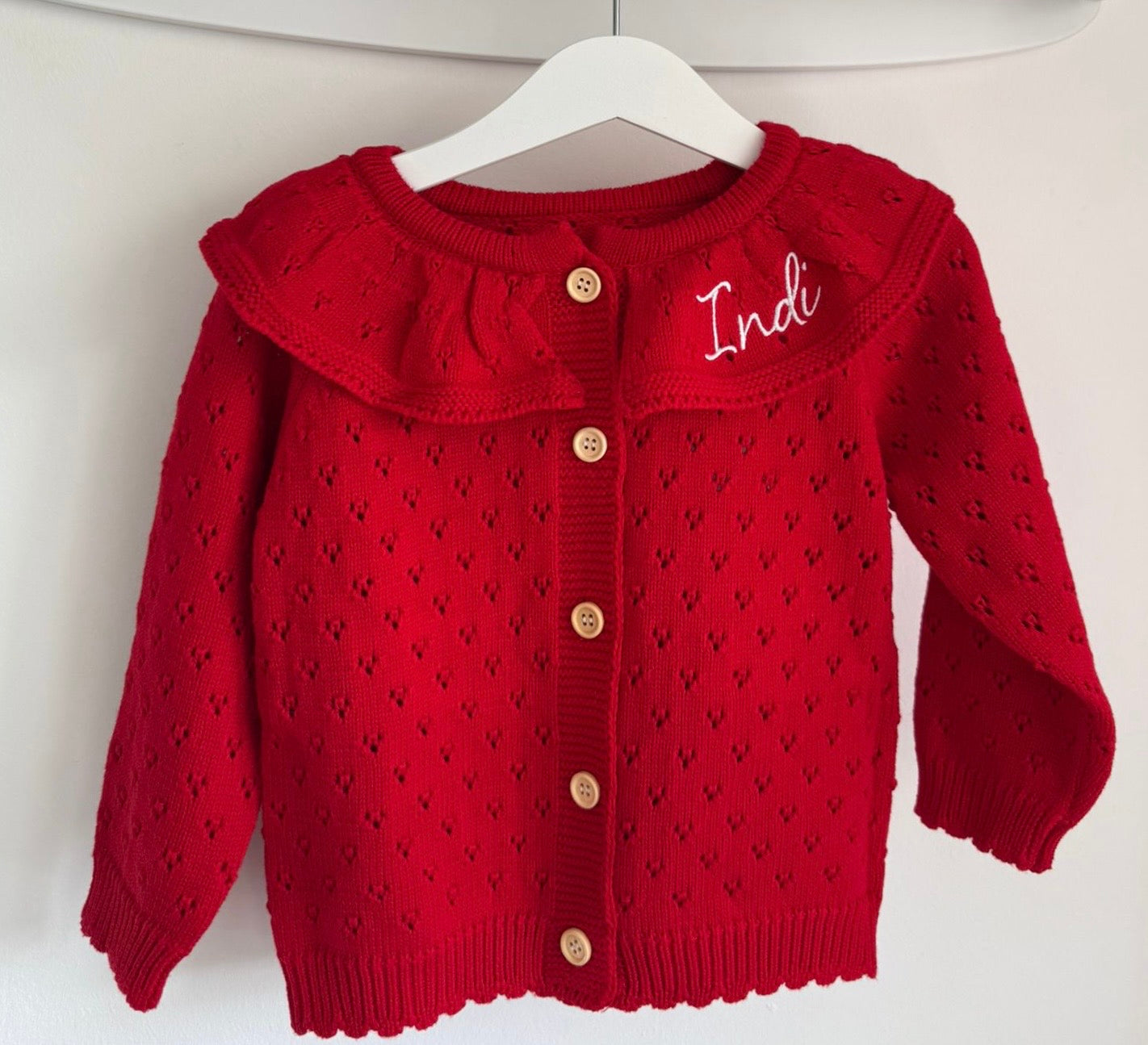 Red Collar Cardigan | Personalised