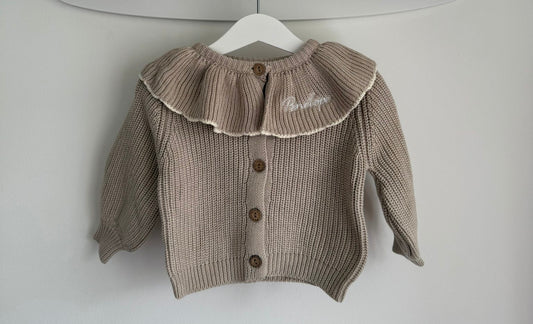 Beige Frill Collar Cardigan | Personalised