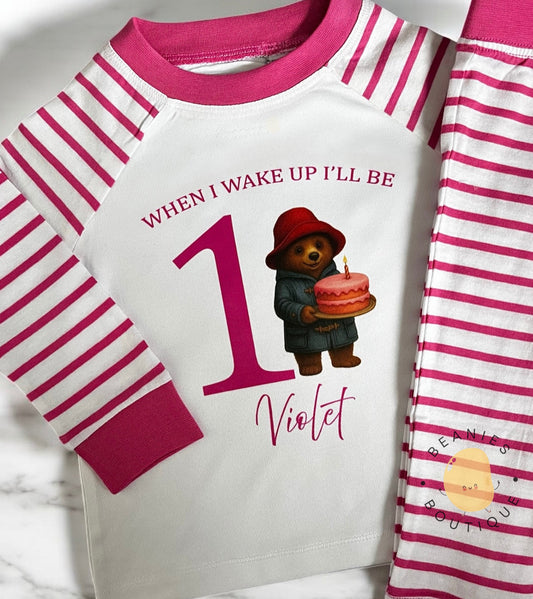 Personalised Birthday Pyjamas - Pink Paddington Bear